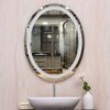 DSHGDJF Round Cosmetic Mirror, LED Bathroom Light Wall Mirror Toilet Bathroom Mirror Wall-mounted Mirror
