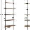 5 Tier Industrial Ladder Shelf, Wood Modern Bookshelf with Metal Frame, Wall-Mounted Plant Flower Storage Organizer for Living Room, Bathroom, Ki