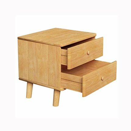 N/A Solid Wood Bedside Cabinet Simple Design Bedroom Cabinet, Double Drawer Bedside Cabinet