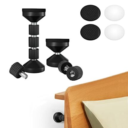 MISITU 2 Pack Adjustable Headboard Stoppers Threaded Bed Frame Anti-Shake Tool Bedside Cabinet Stopper Fixer Bed Stabilizer Protect Wall for Beds
