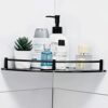 Halyuhn Glass Bathroom Shelf with Stainless Steel Rail, Black Glass Corner Shower Shelf, Wall Mount Drill Hole Shower Caddy Organizer, Bathroom S
