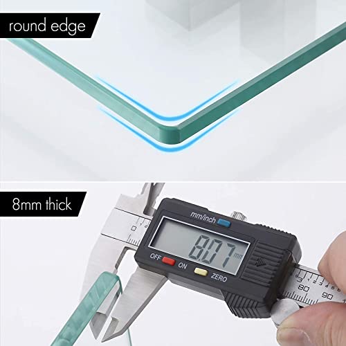 KES Bathroom Shelves 60CM Shower Shelf 8MM Thick Tempered Glass, Rectangular Glass Shelf with Polished Chrome Brackst Bathroom Shelf 2 Pack, BGS3