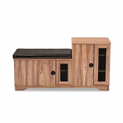 WALNUT Foyer Hallway Shoe Cabinet Upholstered 2-Door Wood Shoe Storage Bench with Cabinet Shoe Rack Home Furniture
