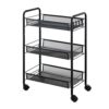 FGHOEV Kitchen Bathroom Bathroom Shelving Trolley With Wheel Three-layer Storage Rack With Hook Trolley (Color : Argento, Size : Light Grey)