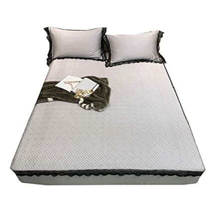 SDFGH Three-piece Latex Mat with Thai Bed Sheet Summer Ice Silk Mat Soft Machine Washable and Washable Folding Air Conditioning Mat (Color : Gray