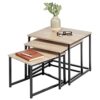 mDesign Set of 3 Nest Tables — Nested End Tables Made of Metal and Wood — Ideal for Use as Living Room Lamp Tables or Bedside Tables — Marble Col