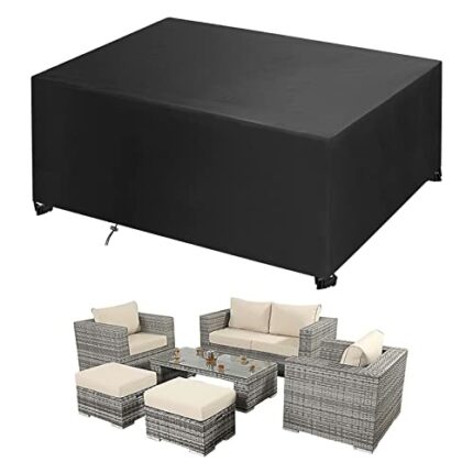Garden Furniture Covers, Patio Furniture Covers Waterproof, Large Furniture Cover,Rectangular/Oval Cover, Windproof and Anti-UV, for Sofas and Ch