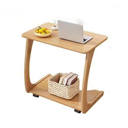 JJZXD Solid Wood Sofa Side Table Removable C-shaped Bedside Bedside Table Living Room With Wheels Tea Table (Color : Walnut, Size : 40 * 45 * 63C