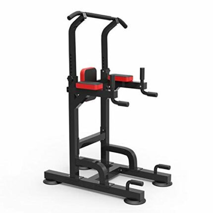 ZXYWW Power Tower Exercise Equipment for Women/Men, Adjustable Height Pull Up Bar & Dip Station with Boxing Ball, Strength Training for Arm Leg