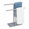 Relaxdays standing towel stand with two rails, no-drill towel rack, table top, jewellery organiser, small, silver