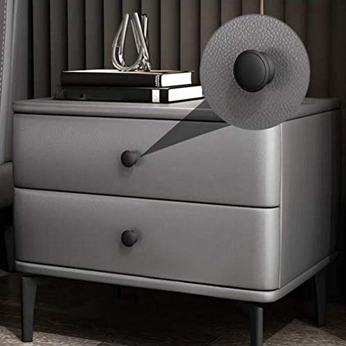 LUKEO Minimalist Bedside Table Leather Art Storage Cabinet, Bedroom with Drawer Bedside Table