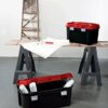 Allibert 229230 Plastic Totem Storage Trunk with 4 Wheels, 140L, Black/Red (79.7 x 59.7 x 40.79cm)