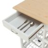 QUANJJ Moveable Kitchen Cart With Two Drawers & Two Wine Racks & Three Baskets White With Trolley Cart Dining