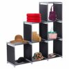 YOZORAKI Black Cube Storage Shelves Organizer, 3 Tiers 6 Compartments Storage Shelf, Cubeicals File Rack, Sapce Saving Closet Cabinet, Modular Bo