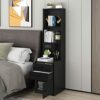 Bvewg Black Nightstand with Charging Station, Bed Side Table/Night Stand with Drawers, Bedside Table with Open Shelf Storage, Tall End Table for