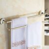 TBIIEXFL Gold Color Wall Mounted Stainless Steel Double Towel Bars Bathroom Towel Hanger Bathroom Accessories Towel Rack