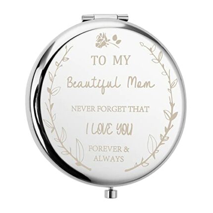 Mum Birthday Gifts, Compact Mirror Travel Makeup Mirror Best Presents from Daughter or Son i Love You Mum gifts for Mum Birthday Wedding Annivers