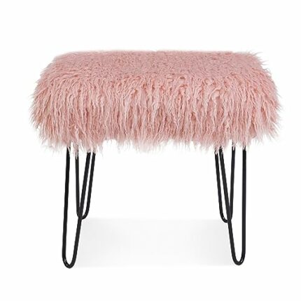 Pink Faux Sheepskin Dressing Table Stool Fur Glam Bedroom Bench Seat Chair