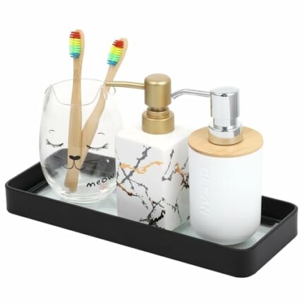 Varku Bathroom Glass Shelf, Floating Shelf for Bathroom, Wall-Mounted Rectangular Tempered Glass Shelf, Glass Storage Organizer with Aluminum Fra