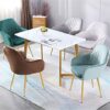 dining chair Set Of 4 Soft Seat And Back Velvet Living Room Chairs Sturdy Metal Legs Kitchen Chairs Reception Chair (Color : Dark green)
