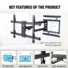 FORGING MOUNT Long Reach TV Wall Bracket Mount Swivel Tilt Corner TV Bracket with 765mm long Arm for Corner/flat Installation fits 37 to 75" Flat