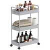 SOLEJAZZ 3-Tier Storage Trolley Cart Slide-out Rolling Utility Cart Mobile Storage Shelving Organizer for Kitchen, Bathroom, Laundry Room, Bedroo