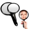 Handheld Mirror 2 Piece Travel Handheld Mirror Mirror Multi-Purpose Hand Mirror Makeup Mirror with Handheld Magnifying Makeup Mirror with 3X Doub