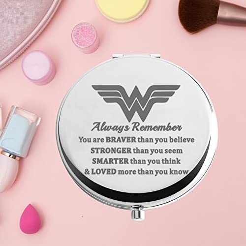 KEYCHIN Heroine Pocket Mirror Diana Fans Gift You are Braver Stronger Smarter Than You Think Heroine Compact Mirror for Women Girls (Heroine Mirr