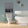 Two Door Toilet Cabinet Against The Wall Bathroom Cabinet Gray Storage Cabinet 27.56x7.85x65.08"