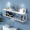 SUCHETA Wine Rack Bar Unit Floating Shelves Wall-Mounted Inverted Wine Glass Rack Multifunctional Iron Bottle Holder Simple Hanging Goblet Rack W