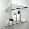Bernkot Corner Shower Shelf 2 Pack, 304 Stainless Steel Tiled Shelves for Bathroom, 10'' Recessed Shelf Rack, No Drilling Needed (Black)