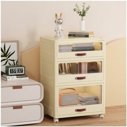 YFXCVSL Dresser Drawer and Chest, Plastic Drawer Storage, 3 Tiers Storage Drawers for Bedroom, Closet,Hallway, Nursery, Bathroom, Office, Dresser
