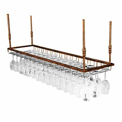 Stylish Simplicity Wine Rack Ceiling Wine Rack - Adjustable Height Wall-Mounted Wine Bottle Holder Metal Iron Wine Holder, Vintage Bar Decoration
