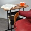 ALP Narrow Side Table Slim End Table Coffee Table with Magazine Holder Fabric Storage Small Table for Living Room