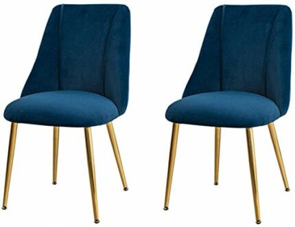 Modern Kitchen Dining Room Chairs Velvet Kitchen Dining Chairs Set Of 2 with Metal Legs for Living Room Furniture-black and Golden Feet (Color :
