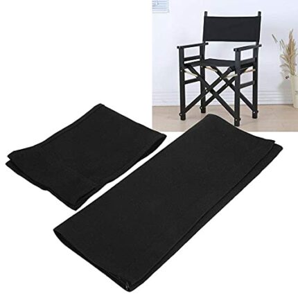 Zerodis 1 Set Director Chair Covers Canvas Replacement Seat Cloth Home Supplies Protector Cover Durable Furniture Accessories(Black)