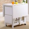 XJWWW-URG White Folding 1.2M Dining Table Drop Leaf Butterfly Solid Wooden Kitchen Furniture Natural Wooden (only Folding Table) XJWWW-URG