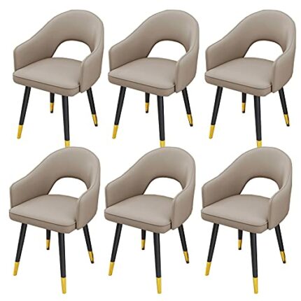 Kitchen Dining Room Furniture Chairs Dining Chairs Set Of 6,Water Proof Leather Kitchen Chairs with Carbon Steel Legs,Modern High Back Padded Sof