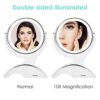 Auxmir 1X / 10X Magnifying Makeup Mirror With Light, Double Sided Rechargeable Mirror with Adjustable Brightness, 360° Rotation Cosmetic Mirror f