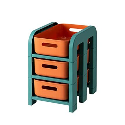 HOTRCR Storage Trolley Cart 3 Tier Storage Trolley on Wheels Organizer Serving Storage Cart Easy Assemble for Office, Kitchen, Bedroom, Bathroom,