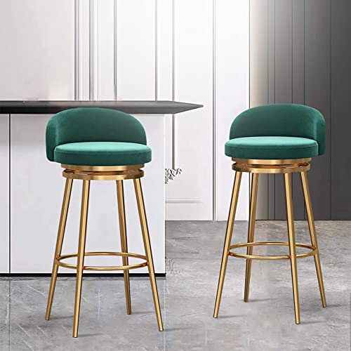 RTYHN Swivel Bar Stools Set of 2, Metal Home Barstools with Velvet Upholstered Island Chairs Stools, for Breakfast/Dining Room Counter Height 25.
