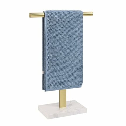 BathAce Hand Towel Holder, T-Shape Hand Towel Stand for Bathroom with Marble Base, 304 Stainless Steel Stand Hand Towel Rack Free-Standing Towel