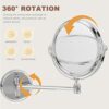Healvian Bathroom Makeup Mirror 3X Magnifying Wall Mounted Double-Sided Folding Mirror Wall Mounted Makeup Vanity Mirror Rotation Magnifying Bath