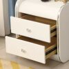 SDFGH Simple and Bedroom White Double Drawer Bedside Table, Soft Packaging Mini Cupboard Bedside Table