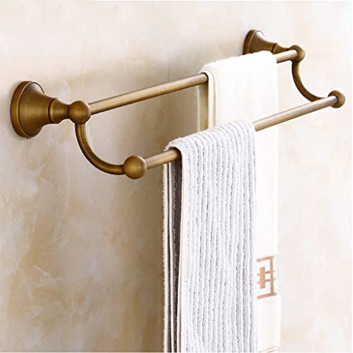 HIGOH Towel Racks, Towel Rail for Bathroom,Antique Brass Towel Bar Wall Mounted Bathroom Accessory Towel Holder Rod Hand Towel Holder/Double Rod/
