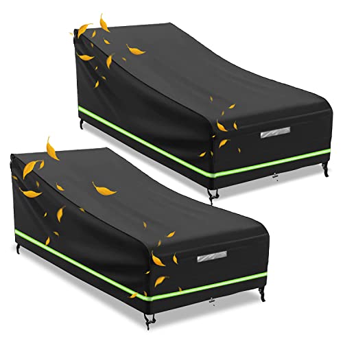 Devenirriche 2Pcs Sun Lounger Covers, Garden Sunbed Cover with Reflective Strip 210D Oxford Fabric Garden Outdoor Furniture Set Coverr (200 X 70
