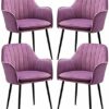 dining chair Kitchen Dining Room Furniture Chairs 4x Dining Chairs Kitchen Chair Velvet Corner Chairs with Ergonomic Armrests Backrest and Metal