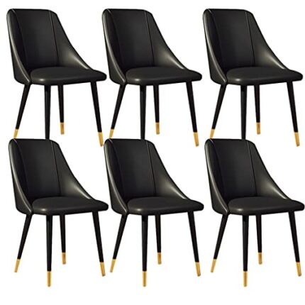 Kitchen Dining Room Furniture Chairs Dining Chairs Set Of 6 Kitchen Living Room Side Chairs with Soft Pu Leather Cover Cushion Seat and Carbon St