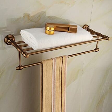 HIGOH Towel Racks, Bathroom Towel Rack Wall Mounted Towel Holder,European Style Antique Towel Rack Bath Towel Holder,Space Aluminum Retro Copper