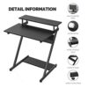 FITUEYES Z-Shaped Computer Desk with Monitor Riser, Space-Saving Black Writing Table, Ideal for Small Spaces, Wooden Home Office Workstation, 70x